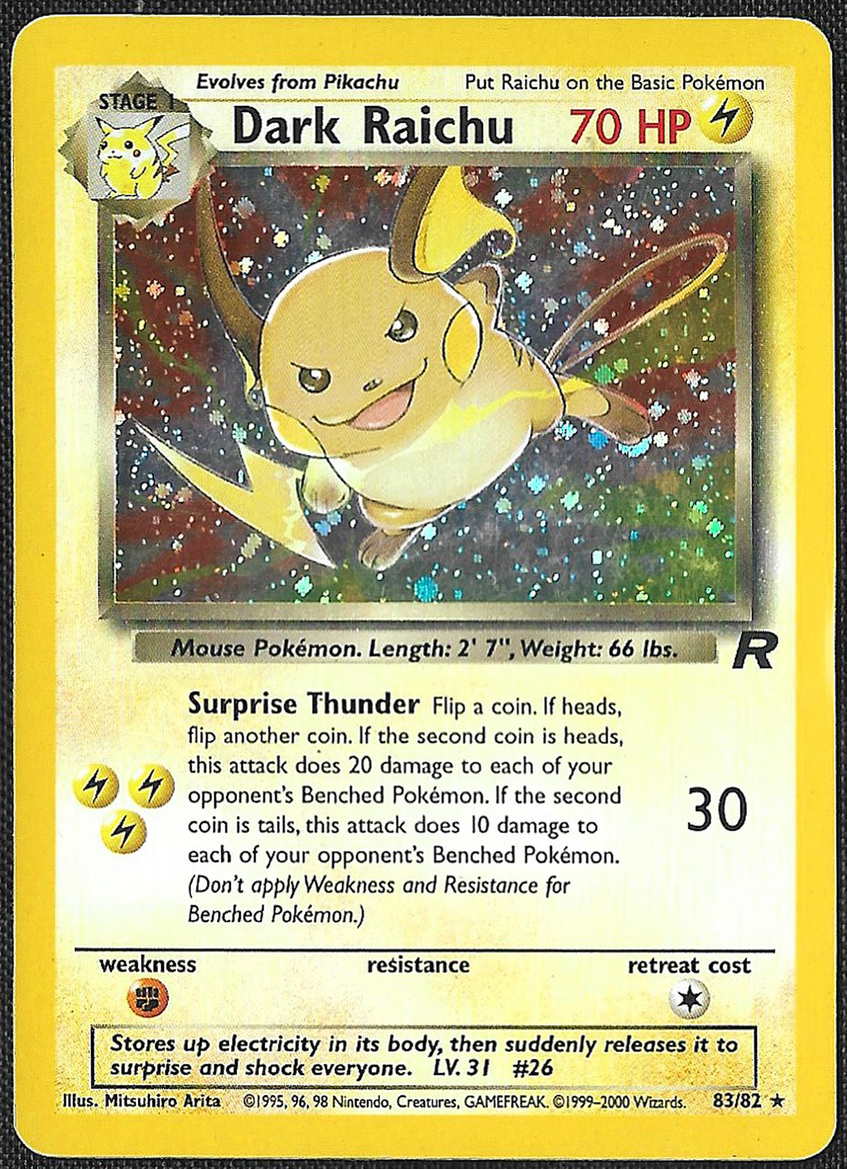 Dark Raichu - 83/82 - Team Rocket - Secret Rare