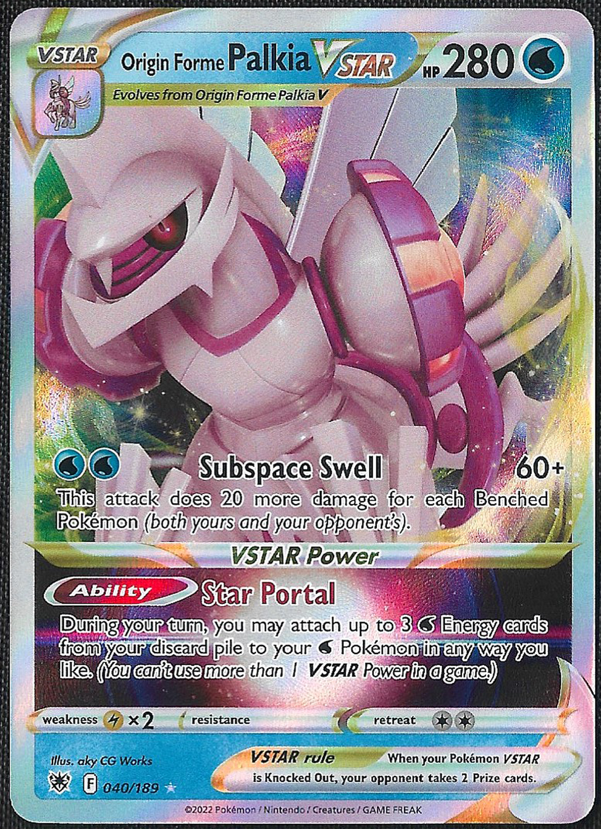 Origin Forme Palkia VSTAR - 40/189 - Astral Radiance - Holo Rare VSTAR